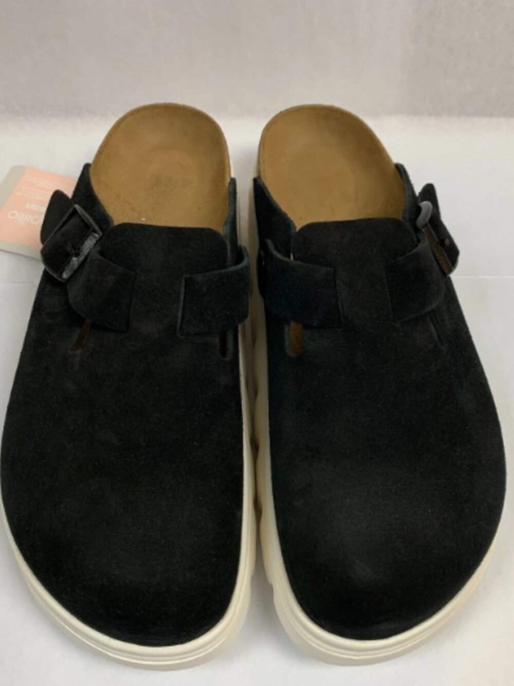 Birkenstock Boston Chunky Black Suede Leather Narrow Width Sandals